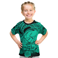 Polynesian Pride Happy Father Day Kid T Shirt I Love You Dad - Polynesian Tribal Green - Wonder Print Shop