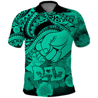 Polynesian Pride Happy Father Day Polo Shirt I Love You Dad Polynesian Tribal Green - Wonder Print Shop