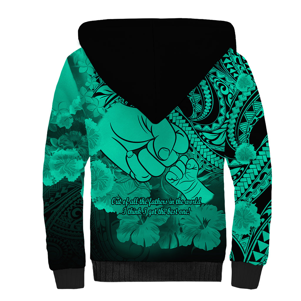 Polynesian Pride Happy Father Day Sherpa Hoodie I Love You Dad - Polynesian Tribal Green - Wonder Print Shop
