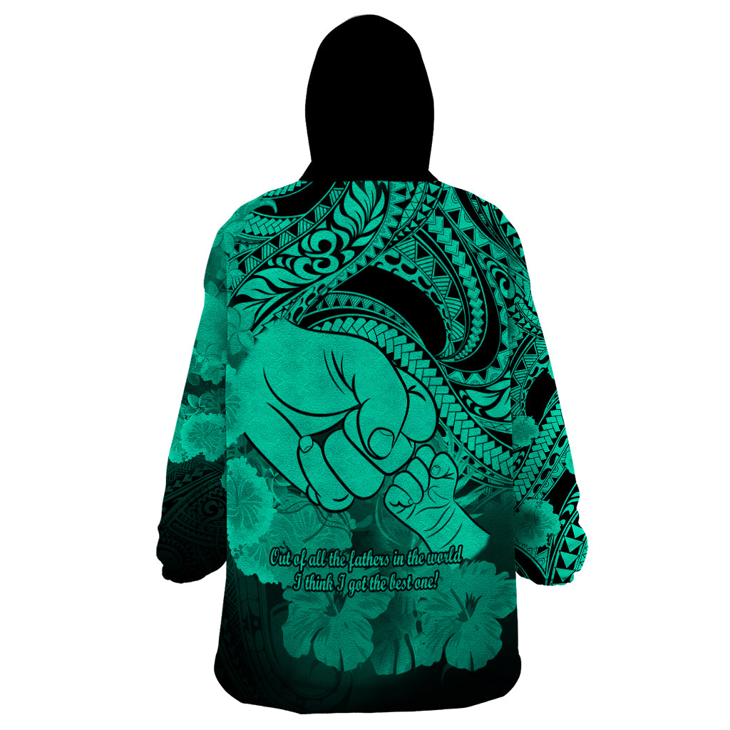 Polynesian Pride Happy Father Day Wearable Blanket Hoodie I Love You Dad - Polynesian Tribal Green - Wonder Print Shop