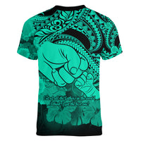 Polynesian Pride Happy Father Day Women V Neck T Shirt I Love You Dad - Polynesian Tribal Green - Wonder Print Shop