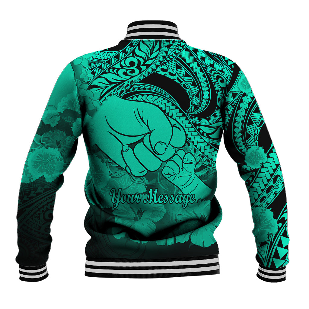 Personalised Polynesian Pride Happy Father Day Baseball Jacket I Love You Dad - Polynesian Tribal Green LT9 - Wonder Print Shop