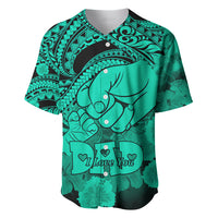 Personalised Polynesian Pride Happy Father Day Baseball Jersey I Love You Dad - Polynesian Tribal Green LT9 - Wonder Print Shop