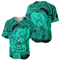 Personalised Polynesian Pride Happy Father Day Baseball Jersey I Love You Dad - Polynesian Tribal Green LT9 - Wonder Print Shop