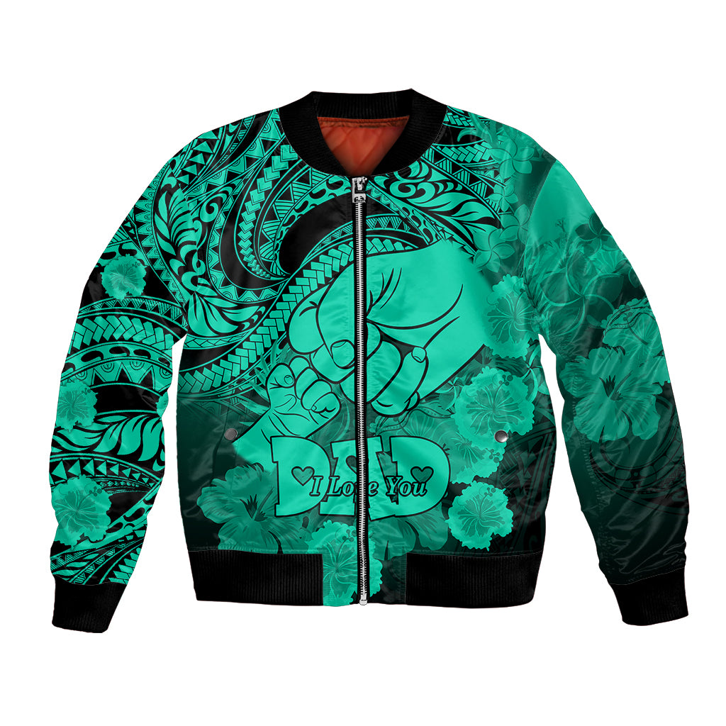 Personalised Polynesian Pride Happy Father Day Bomber Jacket I Love You Dad - Polynesian Tribal Green LT9 - Wonder Print Shop