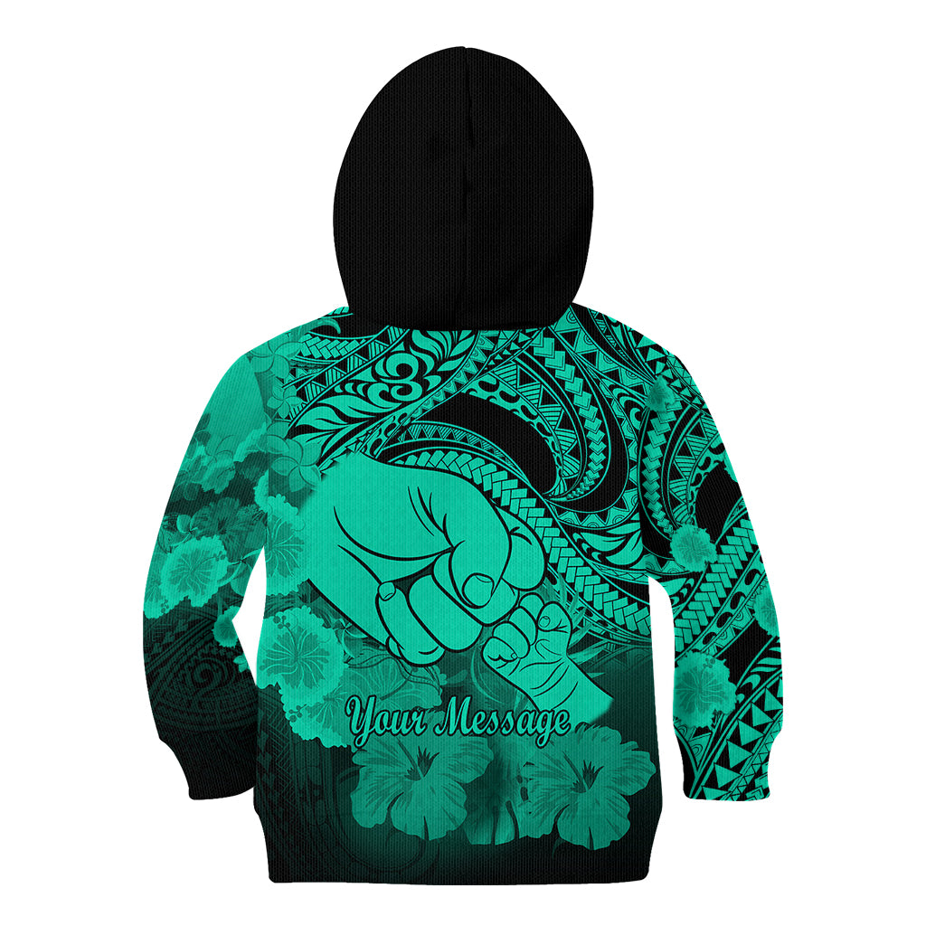 Personalised Polynesian Pride Happy Father Day Kid Hoodie I Love You Dad - Polynesian Tribal Green - Wonder Print Shop