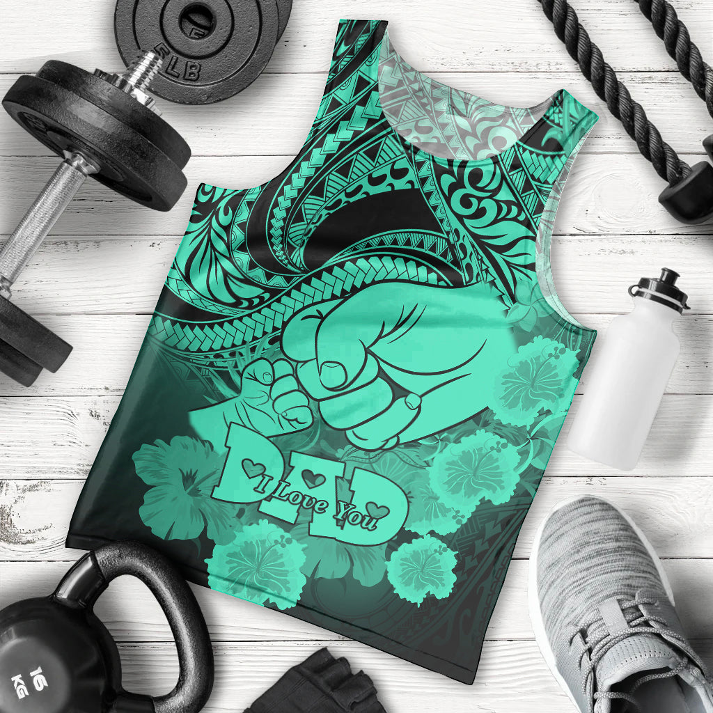 personalised-polynesian-pride-happy-father-day-men-tank-top-i-love-you-dad-polynesian-tribal-green