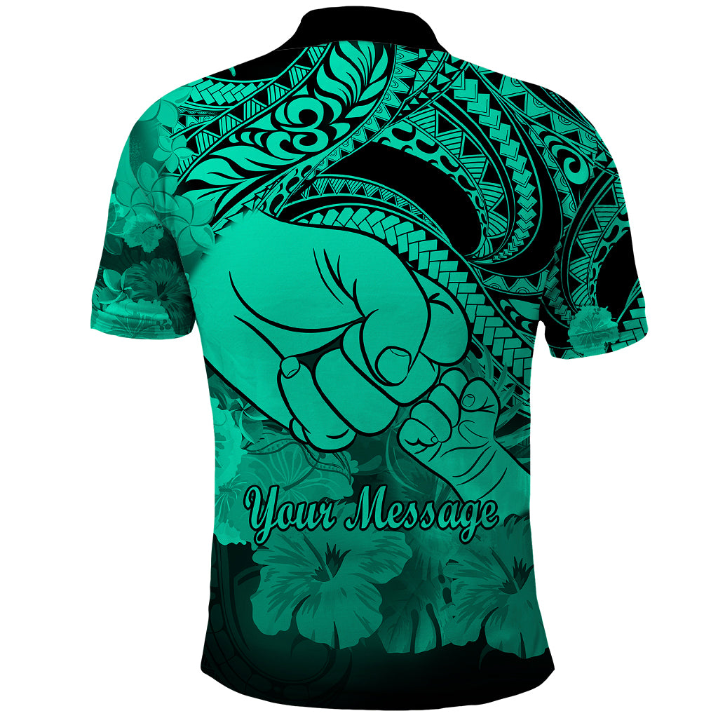 Custom Polynesian Pride Happy Father Day Polo Shirt I Love You Dad Polynesian Tribal Green - Wonder Print Shop