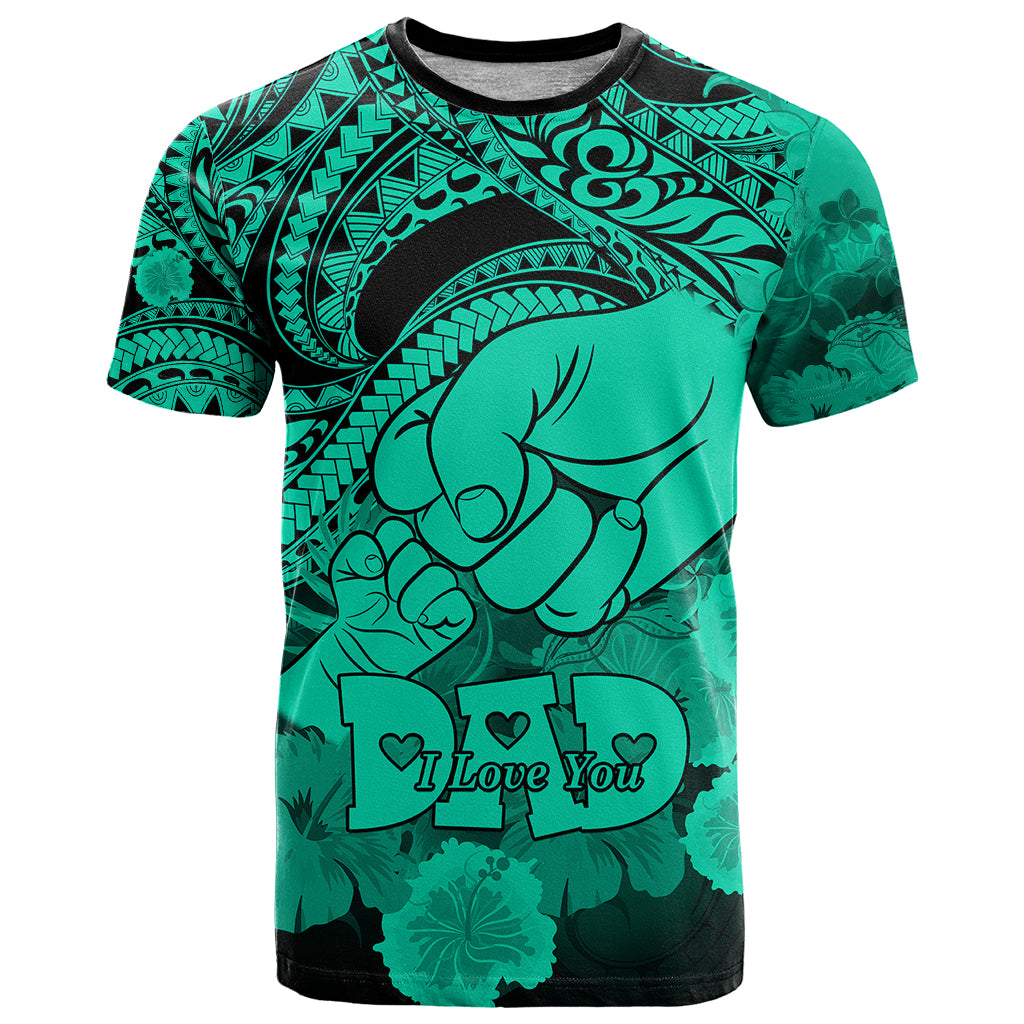 Personalised Polynesian Pride Happy Father Day T Shirt I Love You Dad - Polynesian Tribal Green - Wonder Print Shop