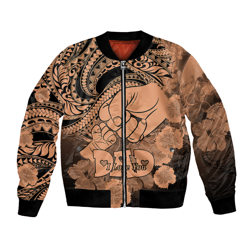Polynesian Pride Happy Father Day Bomber Jacket I Love You Dad - Polynesian Tribal Nude LT9 - Wonder Print Shop
