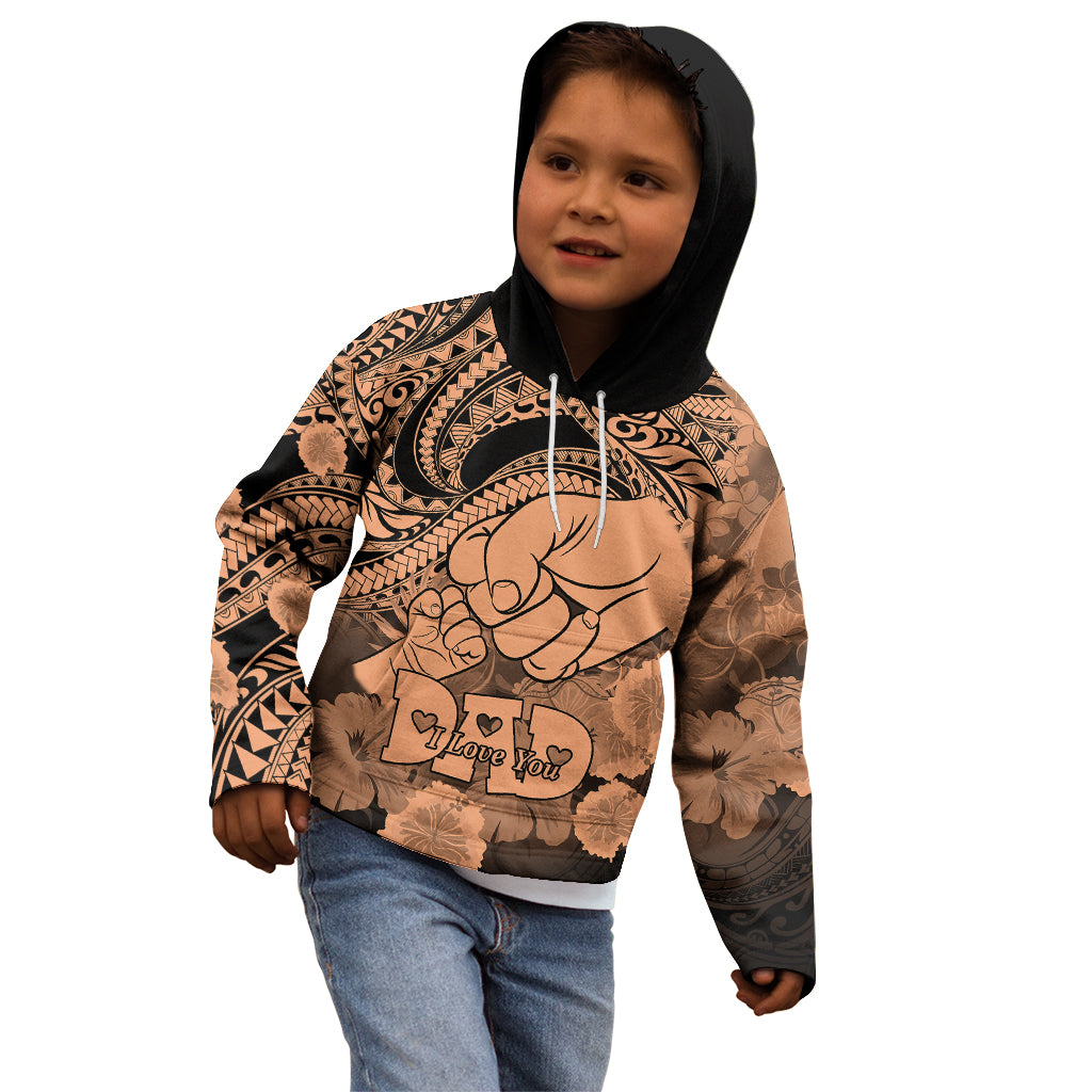 Polynesian Pride Happy Father Day Kid Hoodie I Love You Dad - Polynesian Tribal Nude - Wonder Print Shop