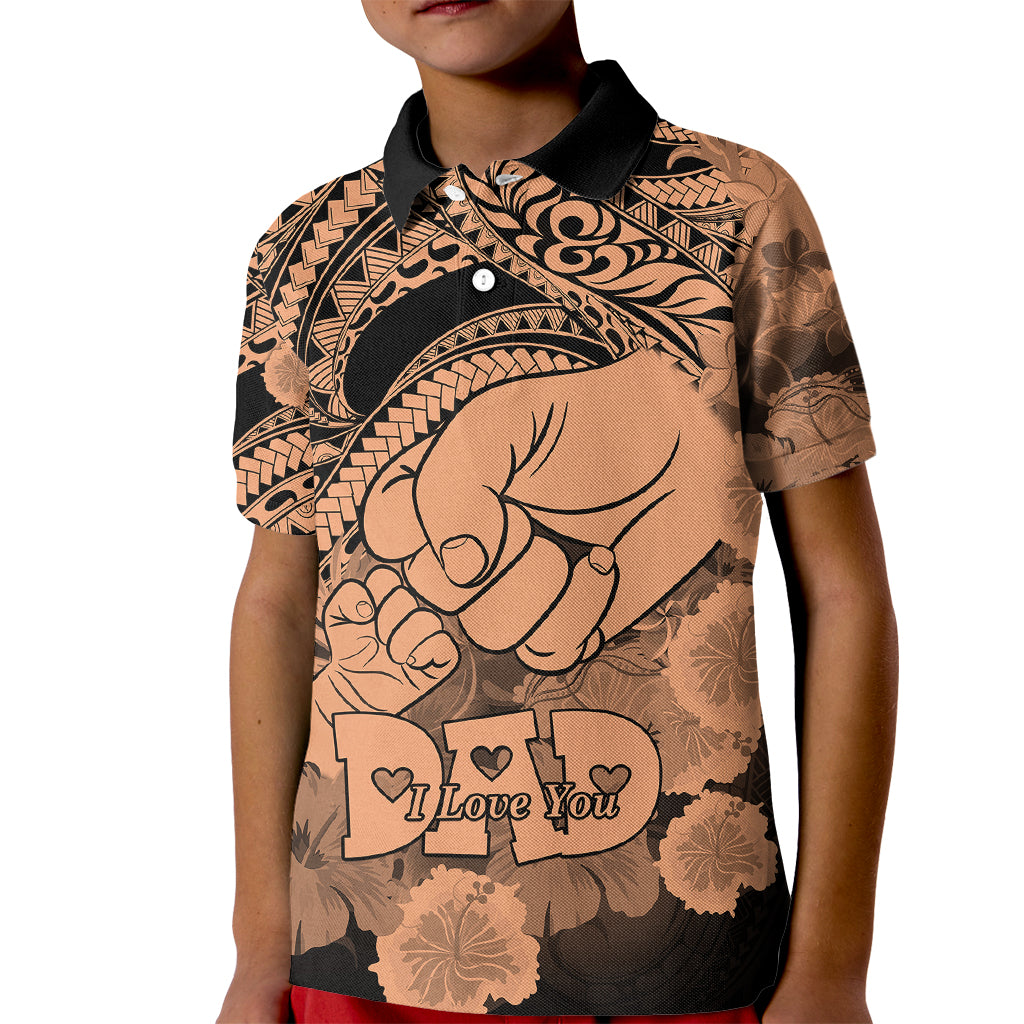 Polynesian Pride Happy Father Day Polo Shirt for Kid I Love You Dad Polynesian Tribal Nude - Wonder Print Shop
