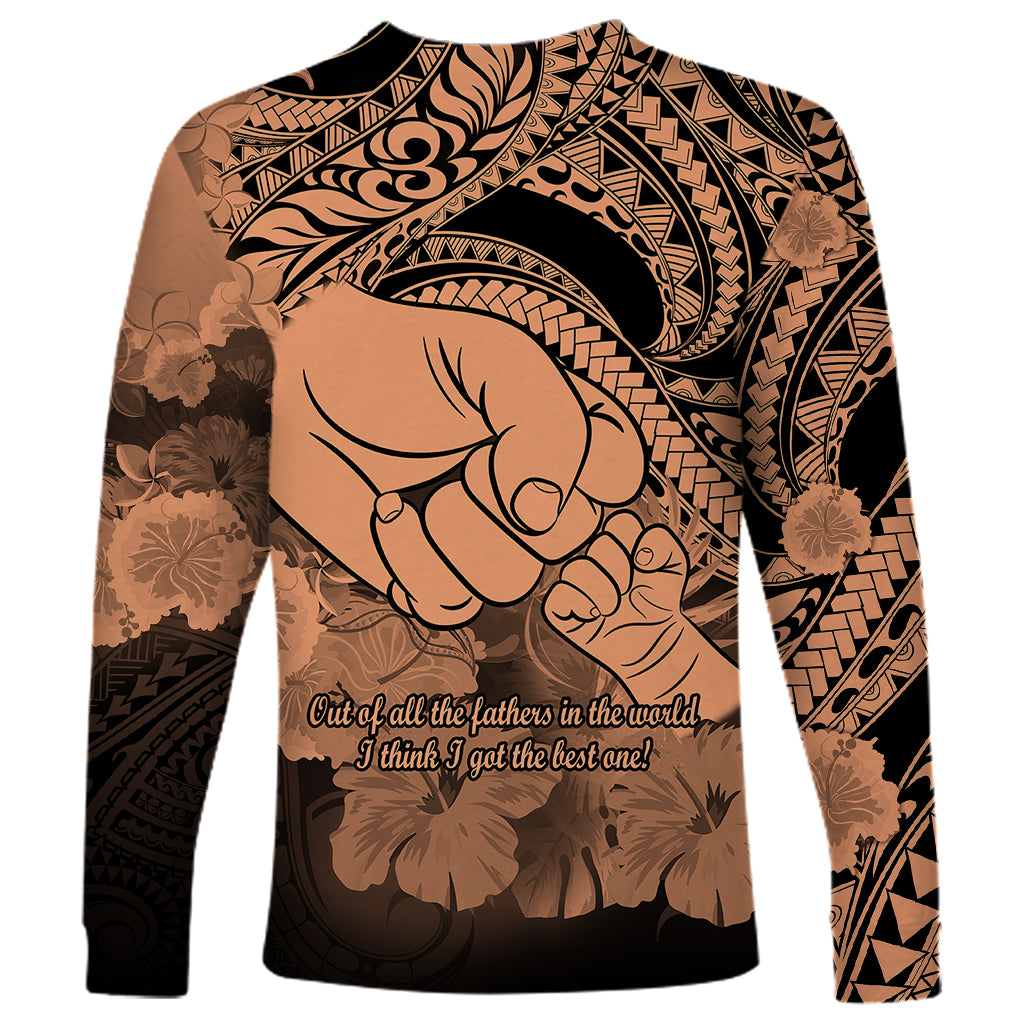 Polynesian Pride Happy Father Day Long Sleeve Shirt I Love You Dad - Polynesian Tribal Nude - Wonder Print Shop