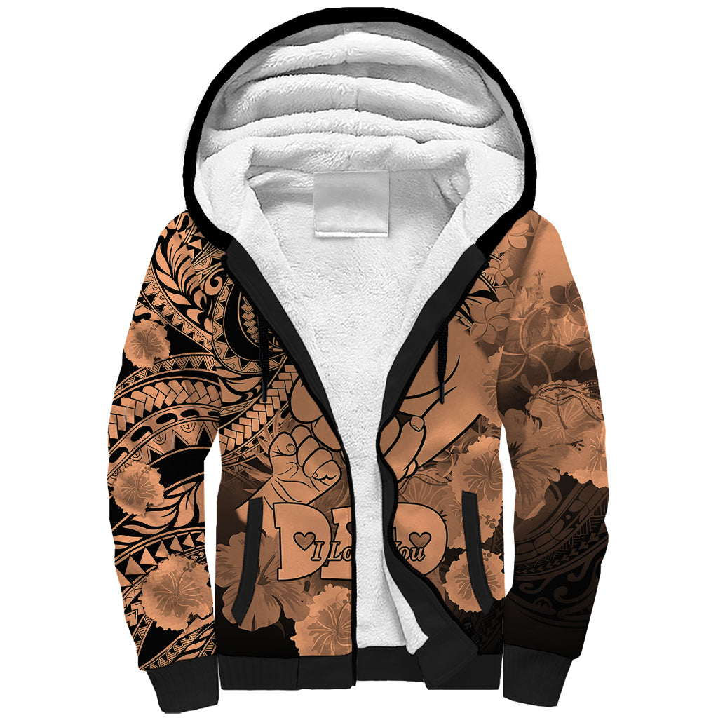 Polynesian Pride Happy Father Day Sherpa Hoodie I Love You Dad - Polynesian Tribal Nude - Wonder Print Shop