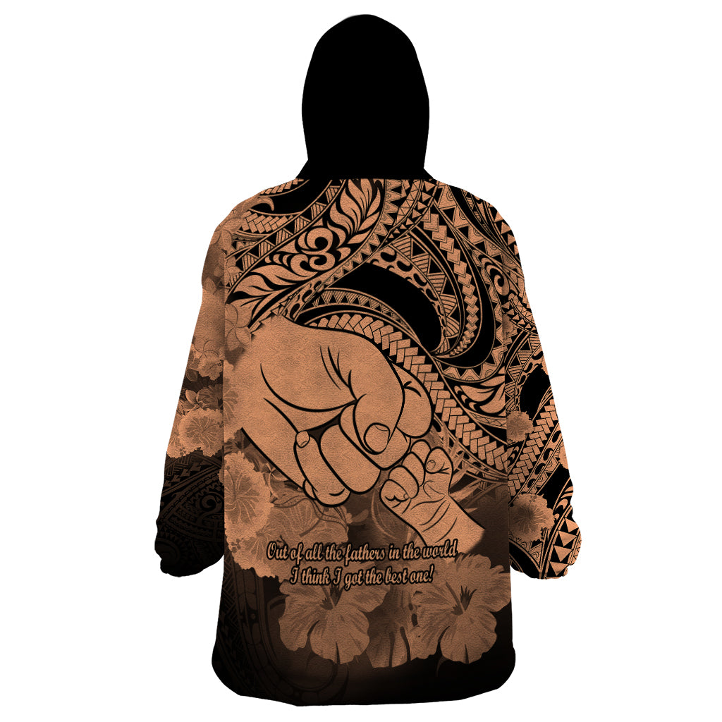 Polynesian Pride Happy Father Day Wearable Blanket Hoodie I Love You Dad - Polynesian Tribal Nude - Wonder Print Shop