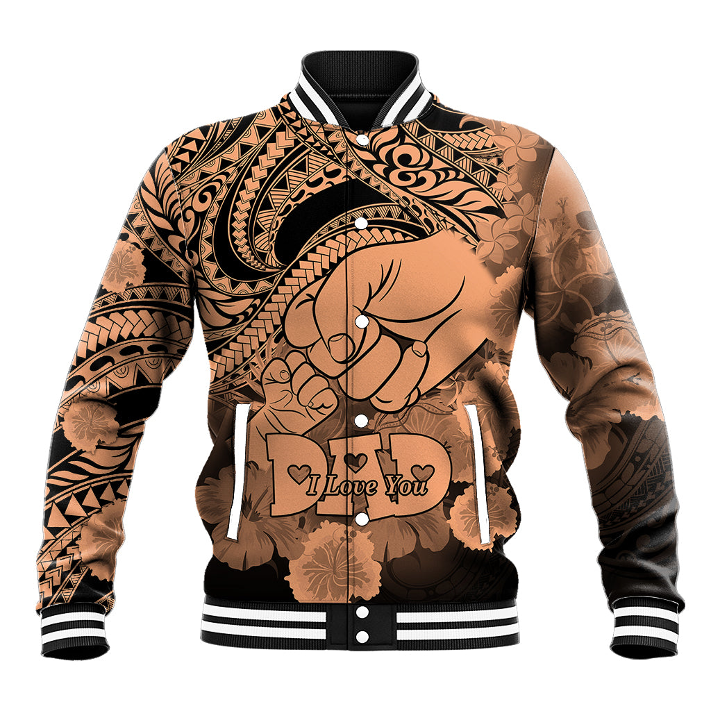 Personalised Polynesian Pride Happy Father Day Baseball Jacket I Love You Dad - Polynesian Tribal Nude LT9 - Wonder Print Shop