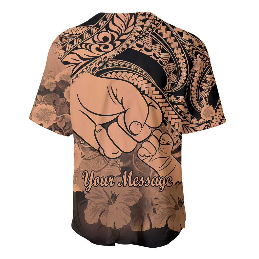 Personalised Polynesian Pride Happy Father Day Baseball Jersey I Love You Dad - Polynesian Tribal Nude LT9 - Wonder Print Shop