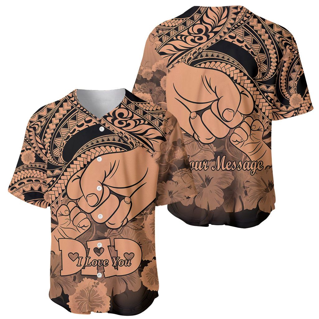Personalised Polynesian Pride Happy Father Day Baseball Jersey I Love You Dad - Polynesian Tribal Nude LT9 - Wonder Print Shop
