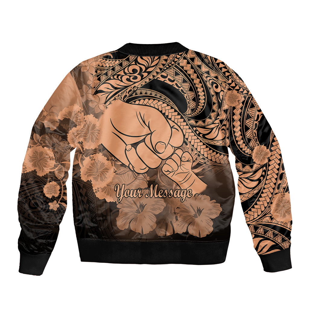 Personalised Polynesian Pride Happy Father Day Bomber Jacket I Love You Dad - Polynesian Tribal Nude LT9 - Wonder Print Shop