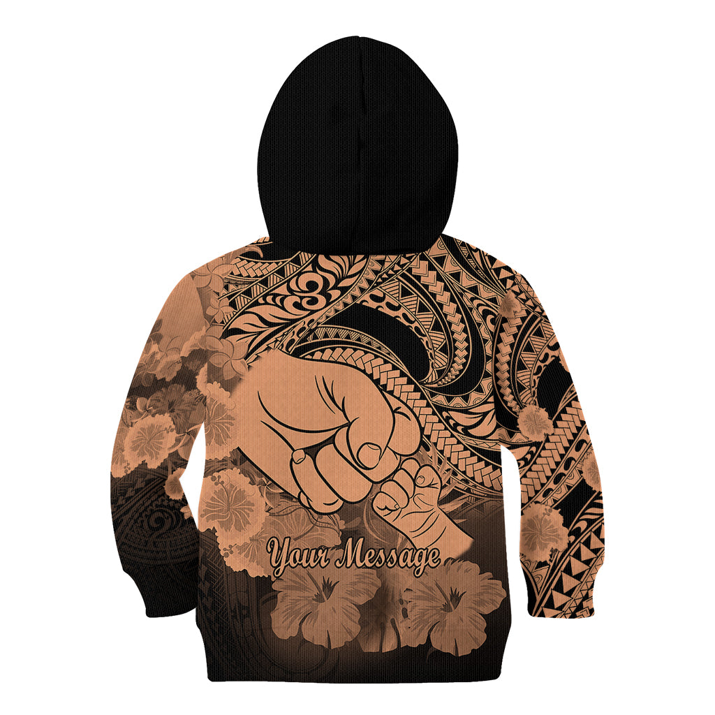 Personalised Polynesian Pride Happy Father Day Kid Hoodie I Love You Dad - Polynesian Tribal Nude - Wonder Print Shop