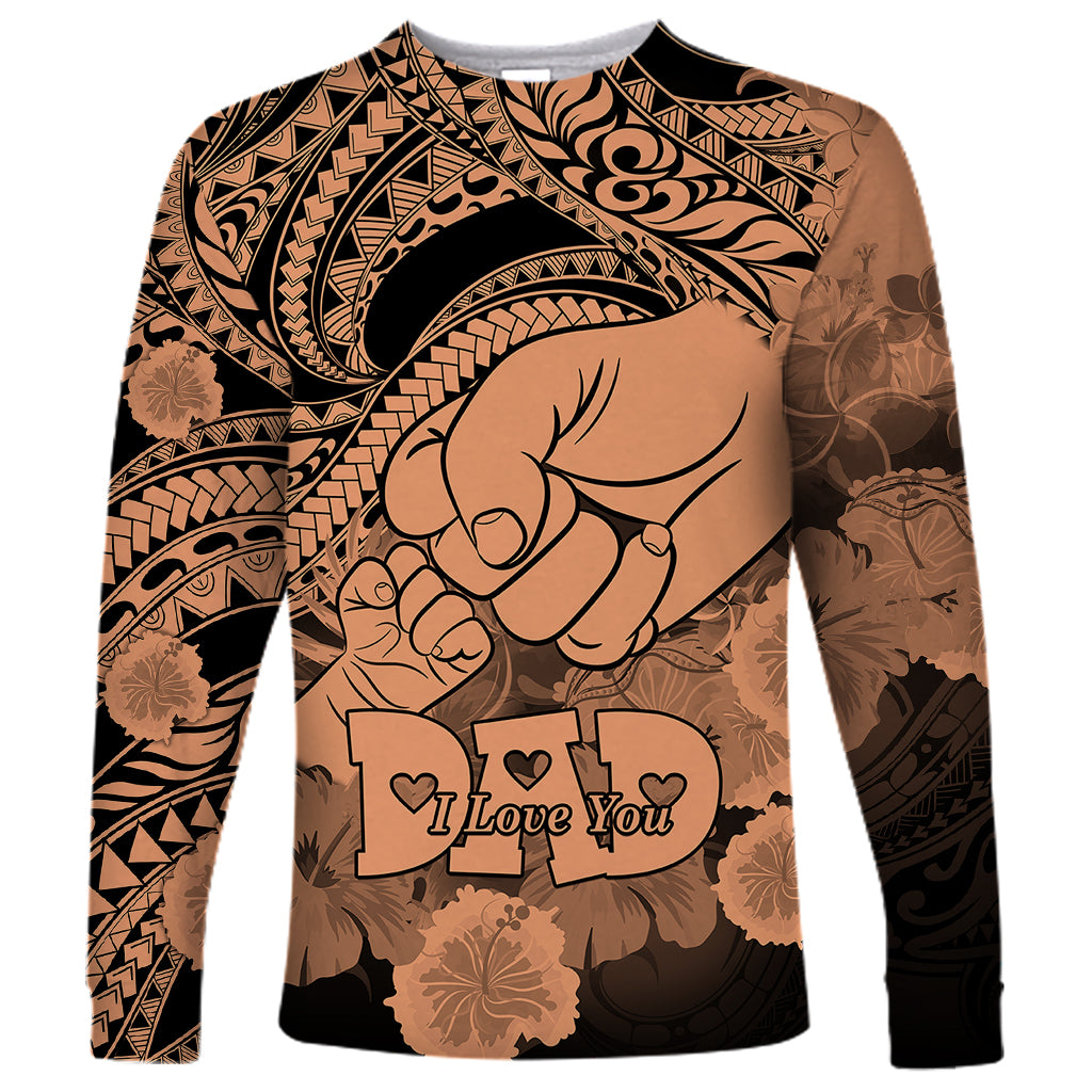 Personalised Polynesian Pride Happy Father Day Long Sleeve Shirt I Love You Dad - Polynesian Tribal Nude - Wonder Print Shop