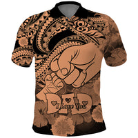 Custom Polynesian Pride Happy Father Day Polo Shirt I Love You Dad Polynesian Tribal Nude - Wonder Print Shop