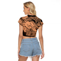 Personalised Polynesian Pride Happy Father Day Raglan Cropped T Shirt I Love You Dad - Polynesian Tribal Nude - Wonder Print Shop