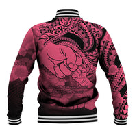 Polynesian Pride Happy Father Day Baseball Jacket I Love You Dad - Polynesian Tribal Pink LT9 - Wonder Print Shop