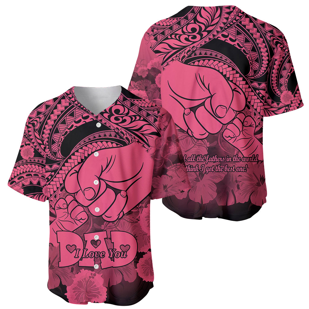 Polynesian Pride Happy Father Day Baseball Jersey I Love You Dad - Polynesian Tribal Pink LT9 - Wonder Print Shop