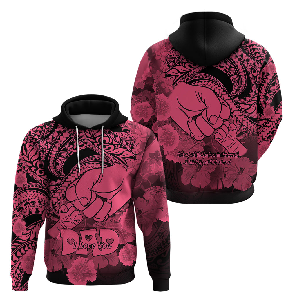 Polynesian Pride Happy Father Day Hoodie I Love You Dad - Polynesian Tribal Pink - Wonder Print Shop