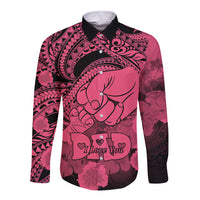 Polynesian Pride Happy Father Day Long Sleeve Button Shirt I Love You Dad - Polynesian Tribal Pink - Wonder Print Shop