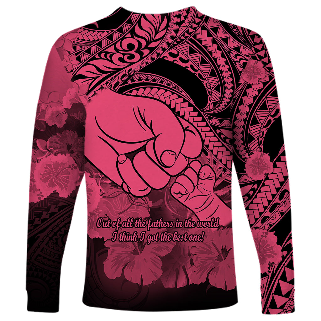 Polynesian Pride Happy Father Day Long Sleeve Shirt I Love You Dad - Polynesian Tribal Pink - Wonder Print Shop