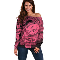 Polynesian Pride Happy Father Day Off Shoulder Sweater I Love You Dad - Polynesian Tribal Pink - Wonder Print Shop