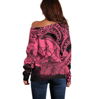 Polynesian Pride Happy Father Day Off Shoulder Sweater I Love You Dad - Polynesian Tribal Pink - Wonder Print Shop
