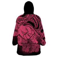 Polynesian Pride Happy Father Day Wearable Blanket Hoodie I Love You Dad - Polynesian Tribal Pink - Wonder Print Shop
