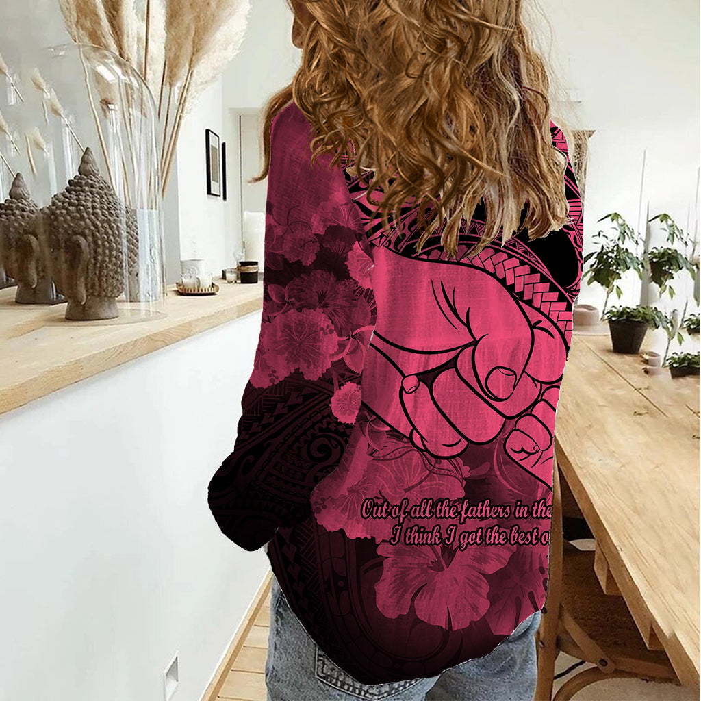 Polynesian Pride Happy Father Day Women Casual Shirt I Love You Dad - Polynesian Tribal Pink - Wonder Print Shop