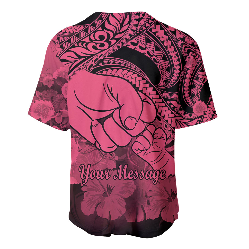 Personalised Polynesian Pride Happy Father Day Baseball Jersey I Love You Dad - Polynesian Tribal Pink LT9 - Wonder Print Shop