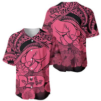 Personalised Polynesian Pride Happy Father Day Baseball Jersey I Love You Dad - Polynesian Tribal Pink LT9 - Wonder Print Shop