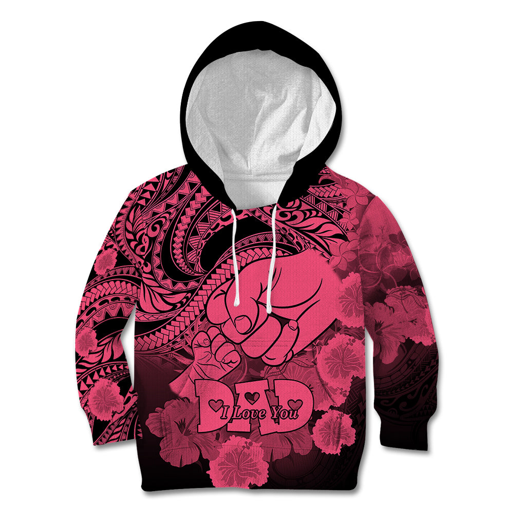 Personalised Polynesian Pride Happy Father Day Kid Hoodie I Love You Dad - Polynesian Tribal Pink - Wonder Print Shop