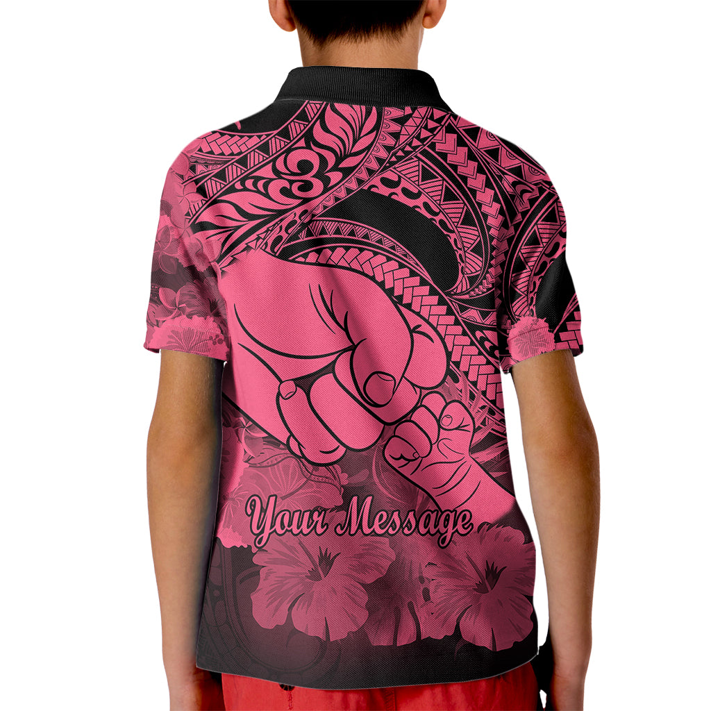 Custom Polynesian Pride Happy Father Day Polo Shirt for Kid I Love You Dad Polynesian Tribal Pink - Wonder Print Shop
