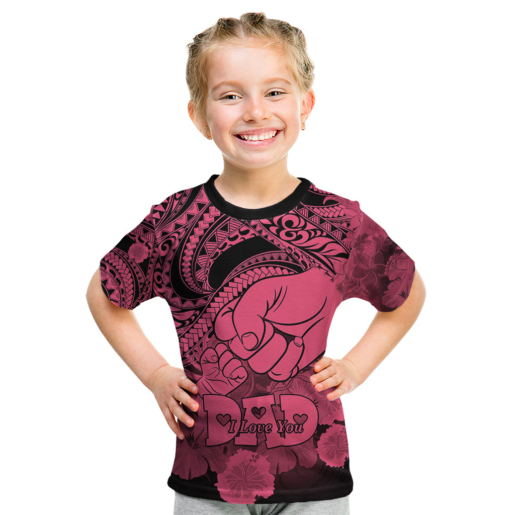 Personalised Polynesian Pride Happy Father Day Kid T Shirt I Love You Dad - Polynesian Tribal Pink - Wonder Print Shop