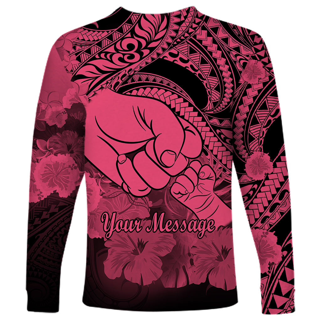 Personalised Polynesian Pride Happy Father Day Long Sleeve Shirt I Love You Dad - Polynesian Tribal Pink - Wonder Print Shop
