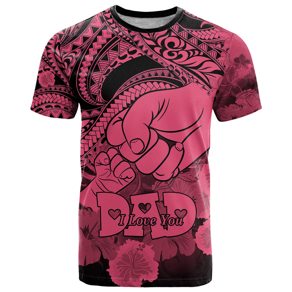 Personalised Polynesian Pride Happy Father Day T Shirt I Love You Dad - Polynesian Tribal Pink - Wonder Print Shop