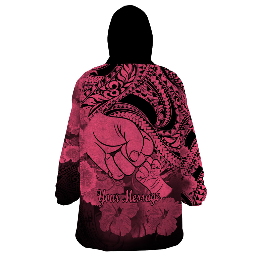 Personalised Polynesian Pride Happy Father Day Wearable Blanket Hoodie I Love You Dad - Polynesian Tribal Pink - Wonder Print Shop
