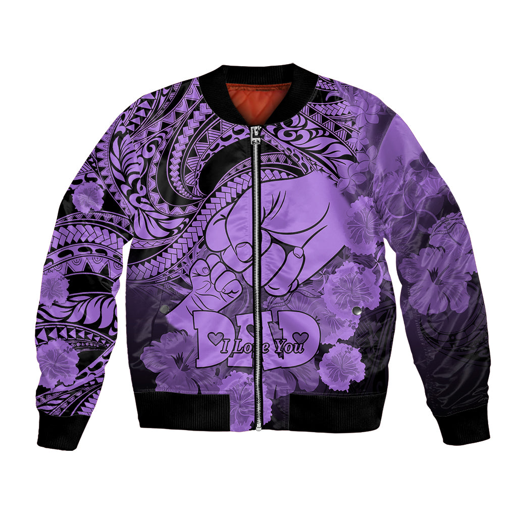 Polynesian Pride Happy Father Day Bomber Jacket I Love You Dad - Polynesian Tribal Purple LT9 - Wonder Print Shop