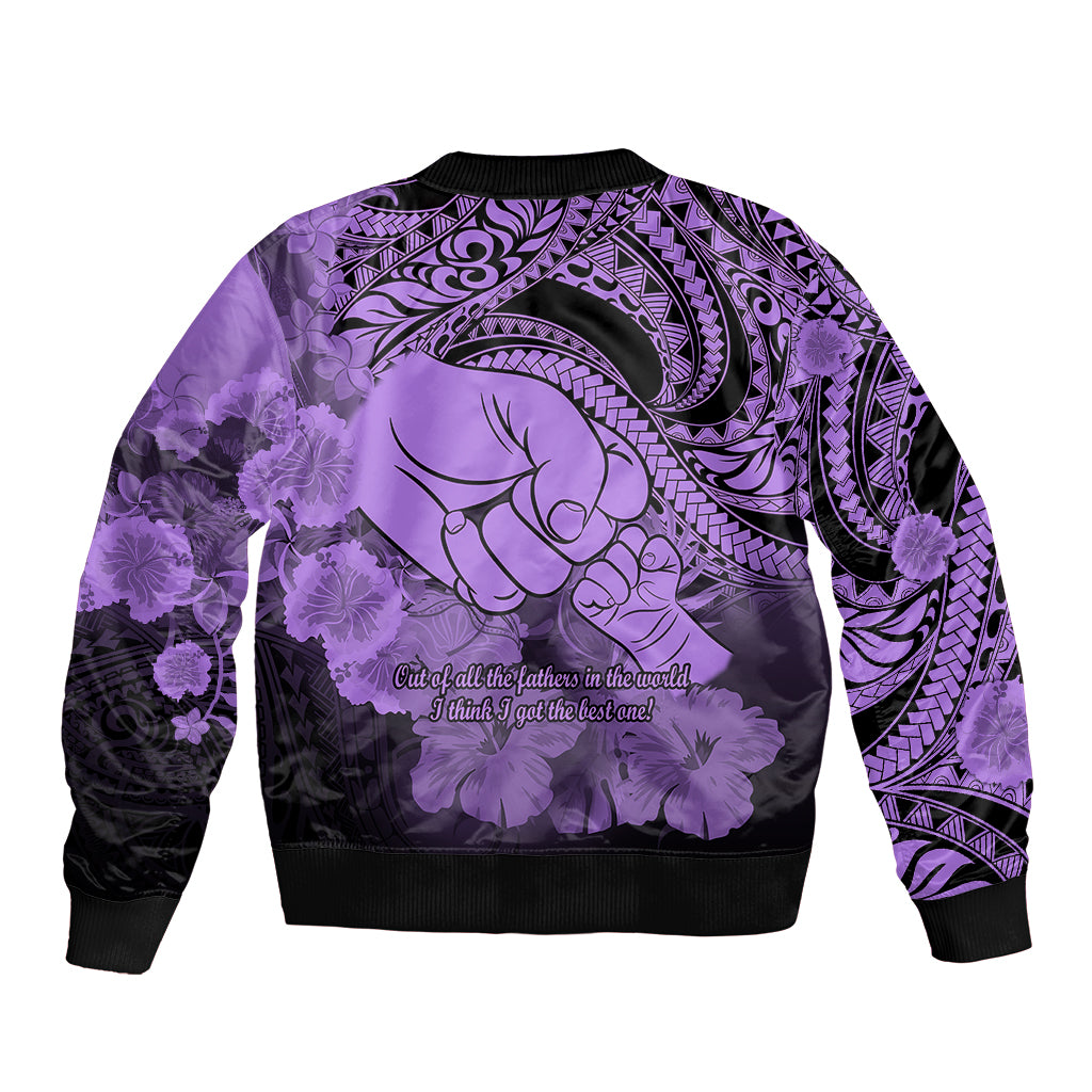 Polynesian Pride Happy Father Day Bomber Jacket I Love You Dad - Polynesian Tribal Purple LT9 - Wonder Print Shop