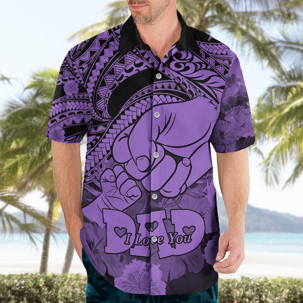 Polynesian Pride Happy Father Day Hawaiian Shirt I Love You Dad - Polynesian Tribal Purple - Wonder Print Shop