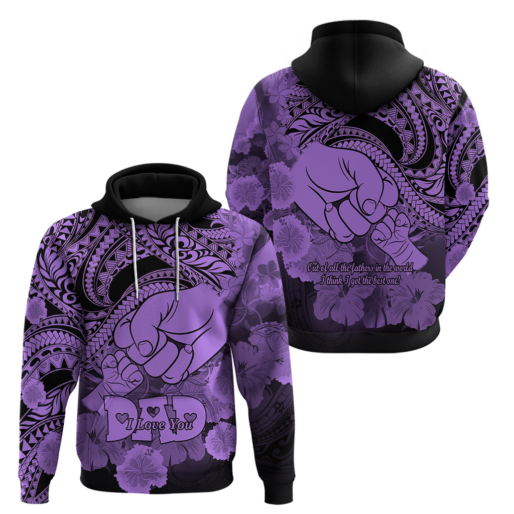 Polynesian Pride Happy Father Day Hoodie I Love You Dad - Polynesian Tribal Purple - Wonder Print Shop