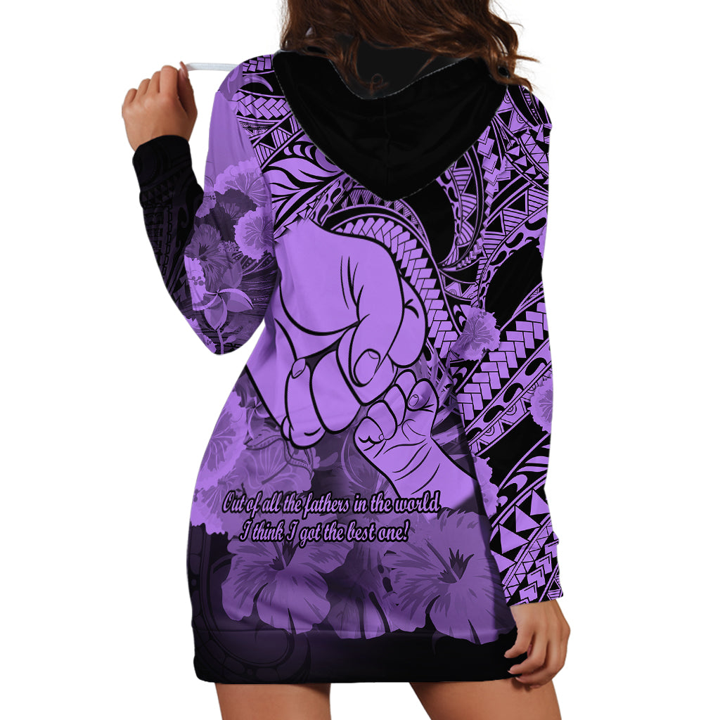 Polynesian Pride Happy Father Day Hoodie Dress I Love You Dad - Polynesian Tribal Purple - Wonder Print Shop