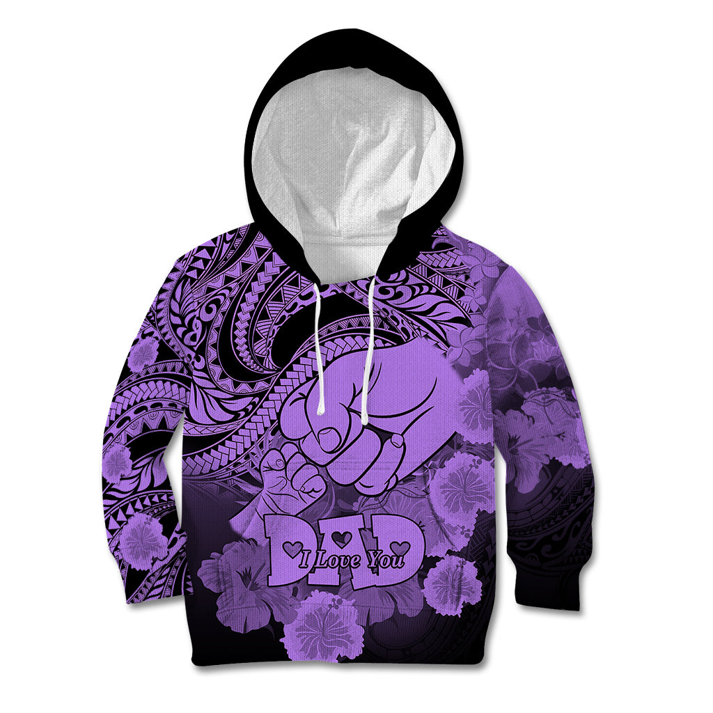 Polynesian Pride Happy Father Day Kid Hoodie I Love You Dad - Polynesian Tribal Purple - Wonder Print Shop